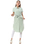 Ravin Waist-Tie Short Sleeves Striped Longline Shirt for women