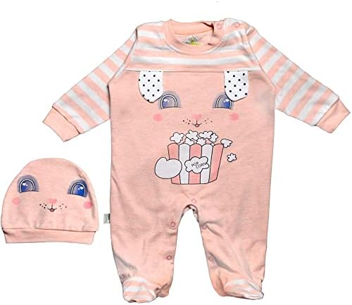 Baby Shoora Set 2 Pieces Bodysuit and Hat Embroidered for girls-Simon-3/6 Months