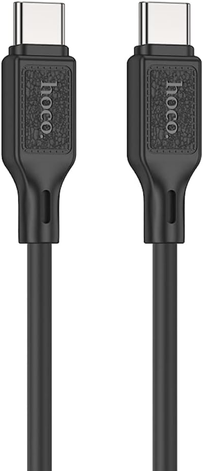 Hoco X90 - Cool Silicone Fast Charging And Data Transmittion Cable (60W - 20V- 3A - 1M), USB-C To USB-C Plug, Compatible With Samsung Huawei Xiaomi Oppo - Black - Safqqa Egypt