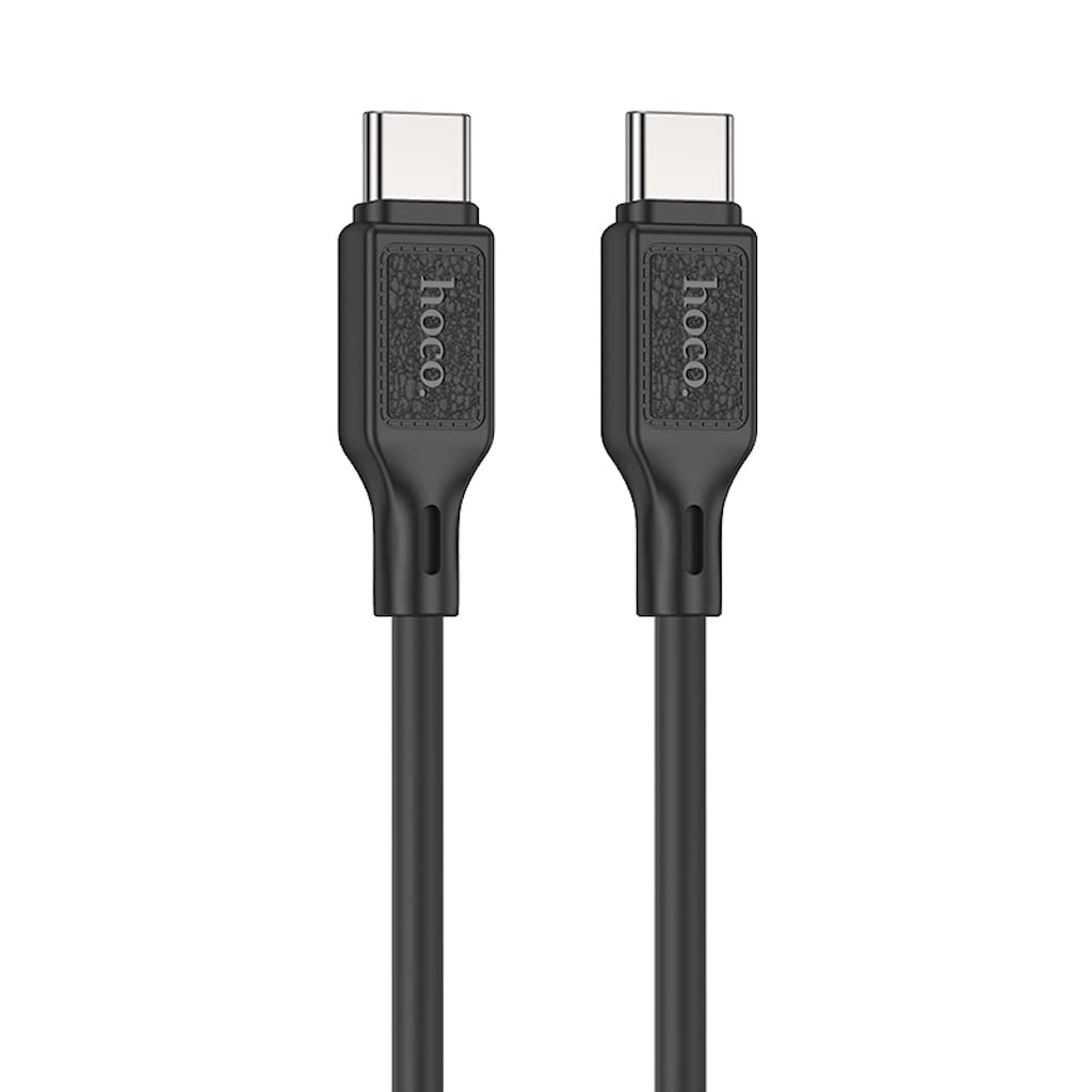 Hoco X90 - Cool Silicone Fast Charging And Data Transmittion Cable (60W - 20V- 3A - 1M), USB-C To USB-C Plug, Compatible With Samsung Huawei Xiaomi Oppo - Black - Safqqa Egypt