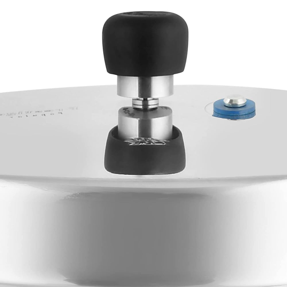 Prestige Deluxe Plus 3 Litre Pressure Cooker|Aluminium|Double Screw Durable Handles|Exclusive Pressure Indicator|Induction Compatible-Silver-Have Scratches