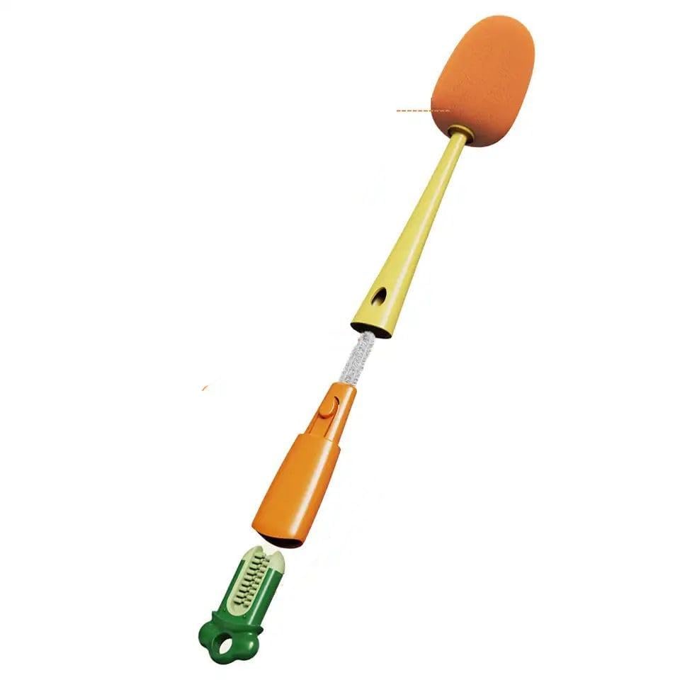 Generic Long Handle Carrot Cup Brush, Household Multifunctional Bottle Mouth Cup Brush, 3 in 1 Detachable Bottle and Teat Cleaning Brush.