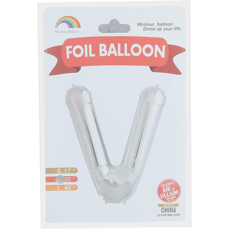 بالون فويل كبير على شكل حرف V يمكن ملؤه بالهواء او الهيليوم ومصنوع من مواد عالية الجودة خصيصًا لحفلات أعياد الميلاد مقاس 81 سم - فضي