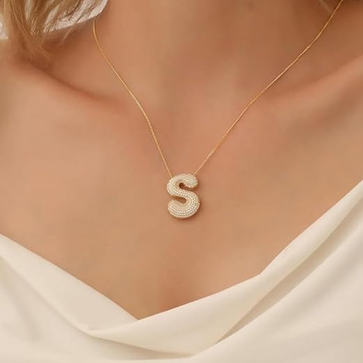 Boolygo Bubble Letter N Necklace Gold Plated Initial Pendant – Safqqa Egypt