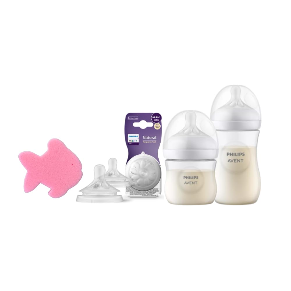 KomKom & Avent Baby feeding bottle set + fish-shaped bath sponge suitable for infants – Safqqa Egypt