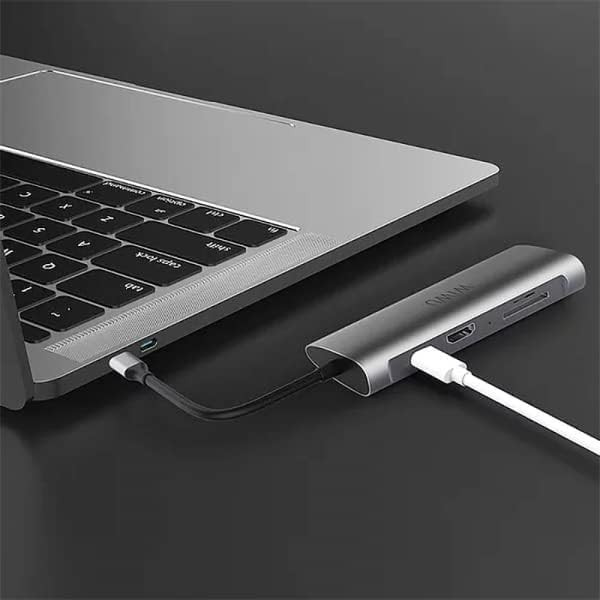 WIWU 8-in-1 USB-C Multi-Port Hub, PD Charging, HDMI, RJ45, 3x USB 3.0, SD/TF Card Reader, Grey