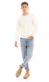Ravin Trendy Knitted Round Cream Acrylic Pullover For Women,Lightweight yet cozy for daily use.