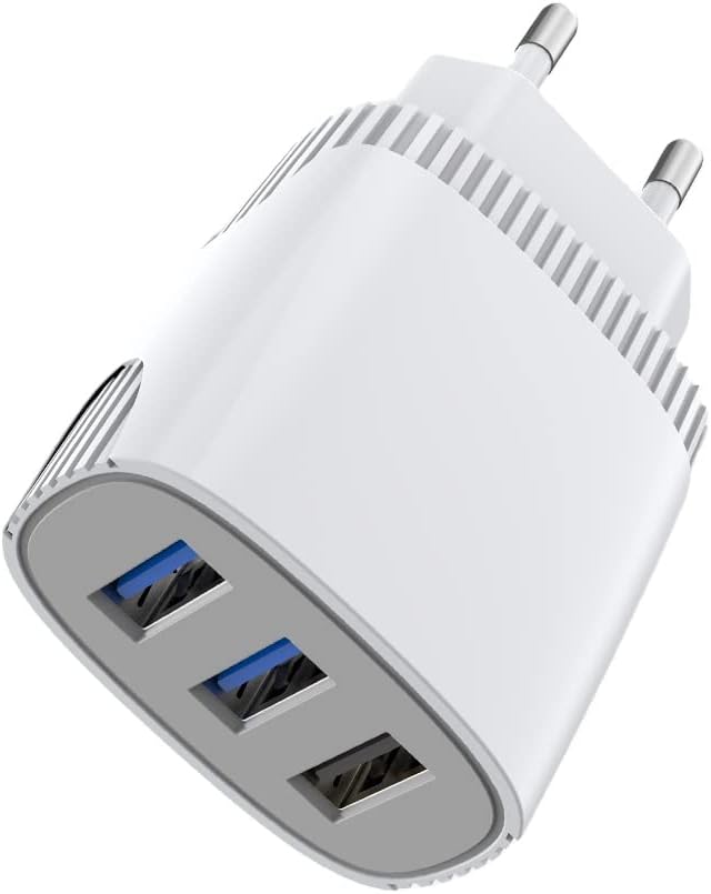 شاحن منزلي ASPOR A812 2.4 A IQ + كابل Type C 3 USB - أبيض - صندوق تالف