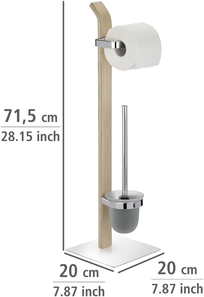 WENKO 20397100 Free standing toilet brush Samona Nature - Steel, 20 x 71.5 x 20 cm, Chrome