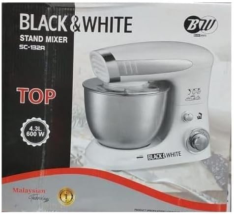 عجانة Black & White موديل SC-132A سعة 4.3 لتر قدرة 600 واط 6 سرعات لون أبيض