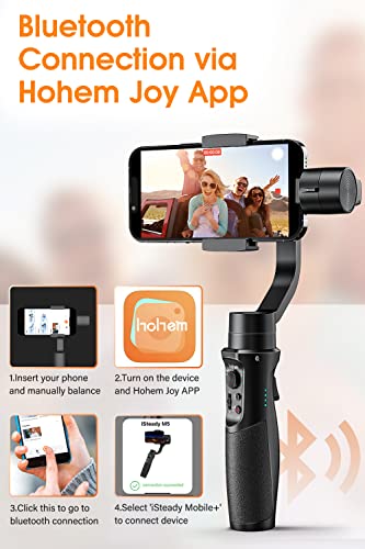 Hohem iSteady Mobile+ 3-Axis Handheld Gimbal Stabilizer for iPhone & Android – Black (ISMP01B)