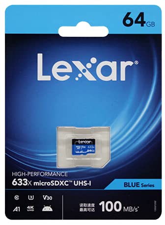 Lexar Micro SD Card 64GB (LSDMI64GBBCN633N) Black Blue