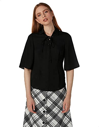 Elle Front Tie Shirt Neck Blouse for Women - Safqqa Egypt