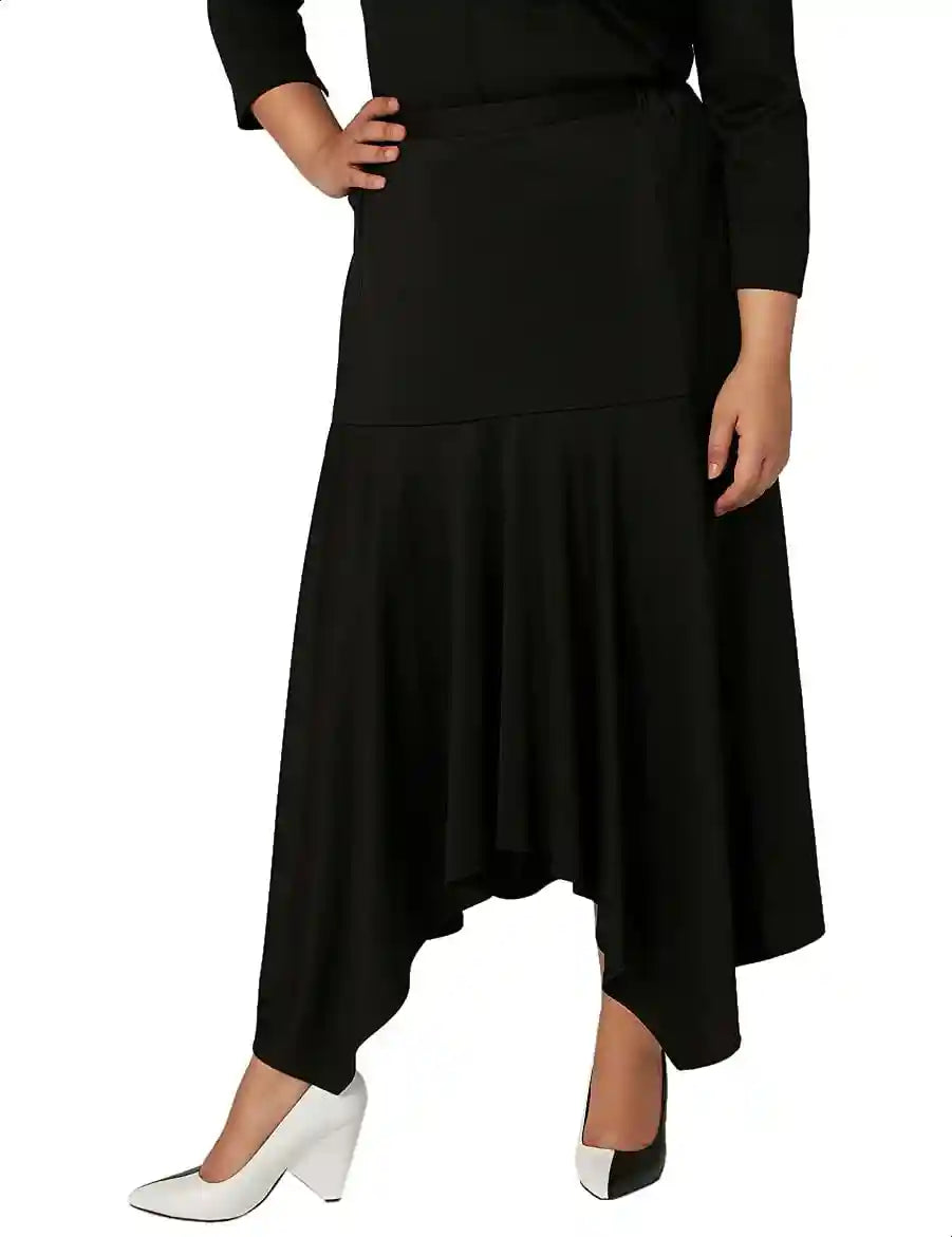 Splash Asymmetric-Hem Solid Midi Skirt for Women