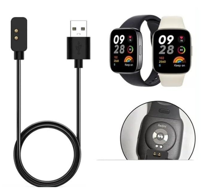USB Charger Cable Charging Dock for Mi Watch 3 / Redmi Watch 3 Lite USB Black