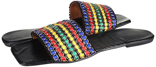 OX Faux Leather Multicolor Slides OX0011 For women