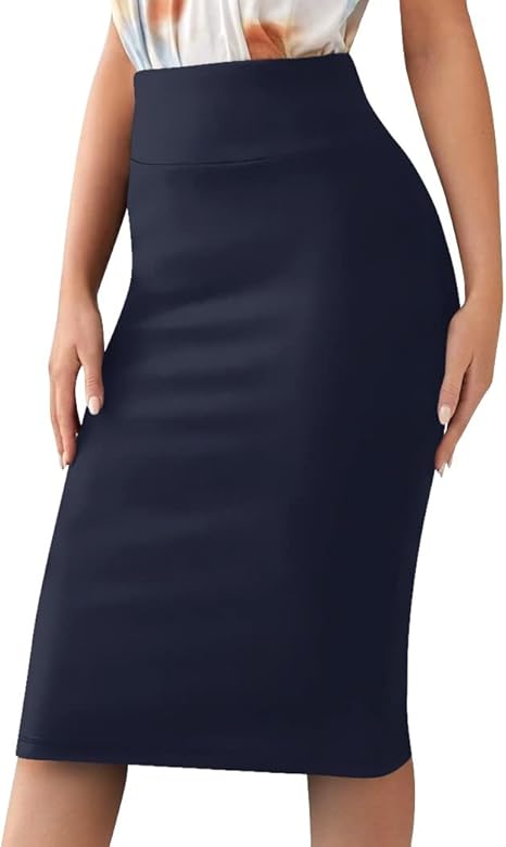 Sweet Hearts Women Below Knee Bodycon Skirt Navy – Safqqa Egypt