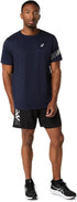 ASICS Men Sports T-Shirt Navy Lightweight Breathable Training Wear