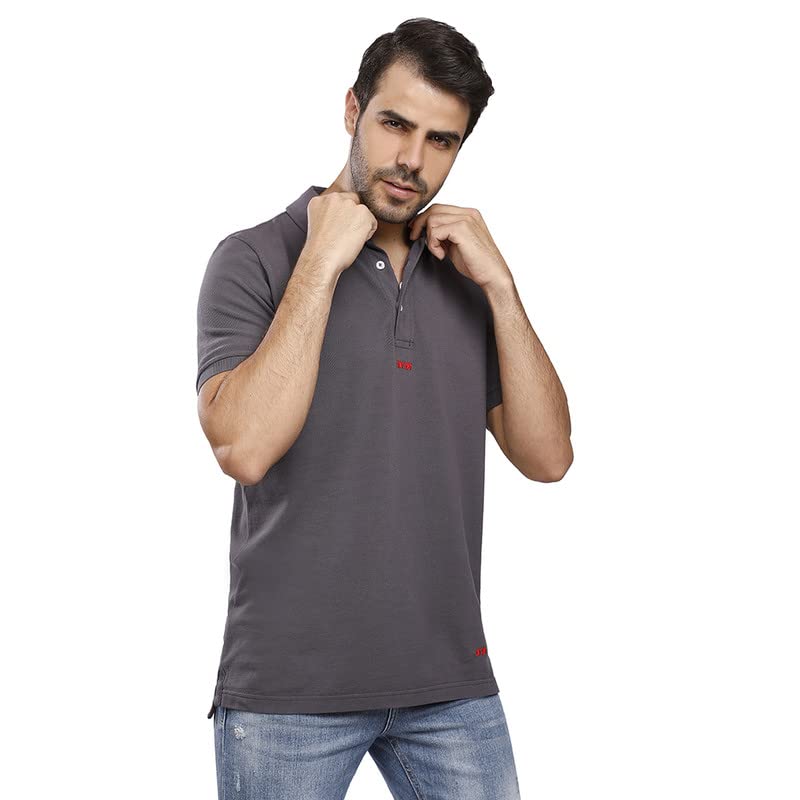 Coup Slim Fit Plain Polo Shirt with Short Sleeves and Button Closure