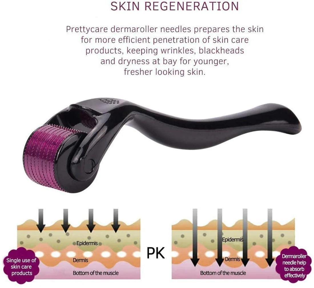 Derma SanBiz 0.5mm Derma Roller – 540 Titanium Needles for Hair Growth & Skin Rejuvenation