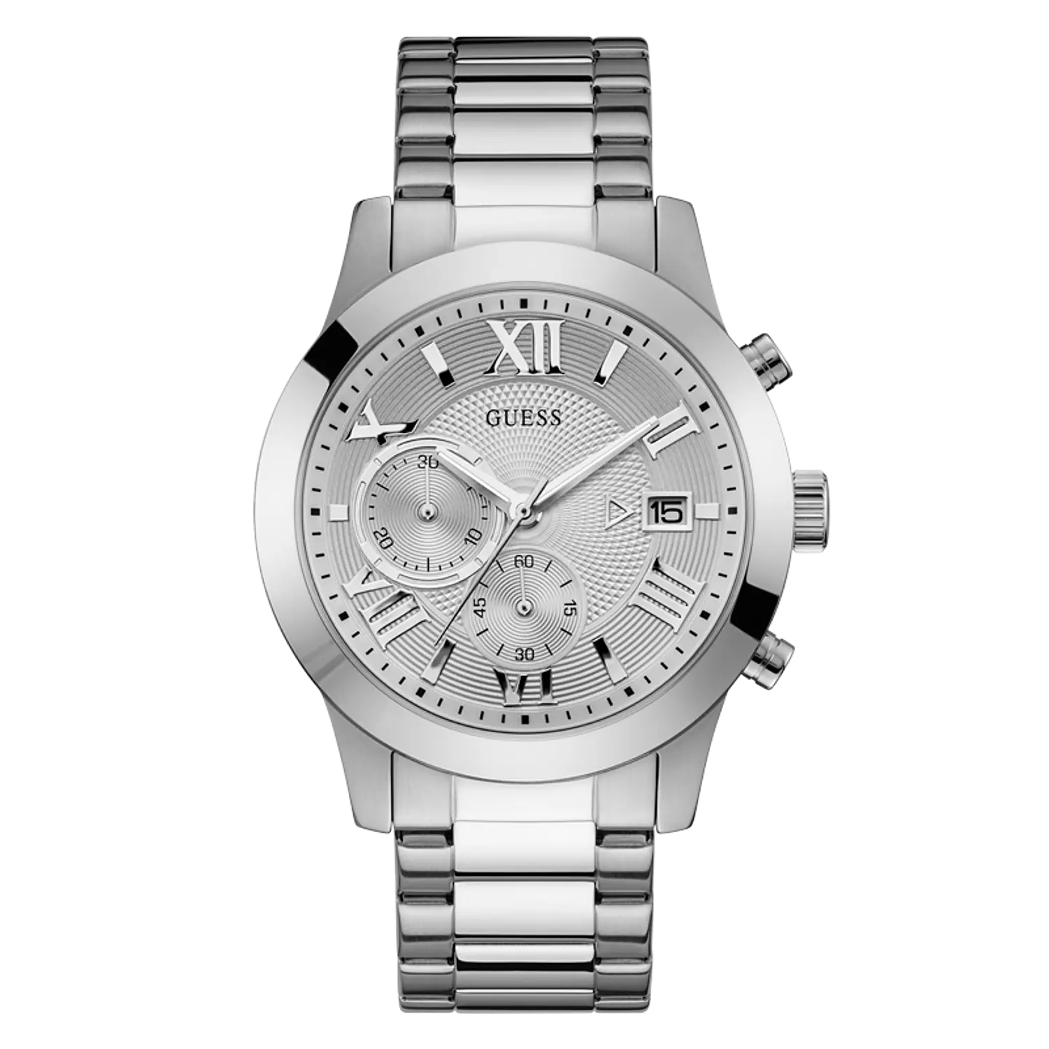 ساعة GUESS رجالية W0668G7 – سوار ستانلس ستيل فضي