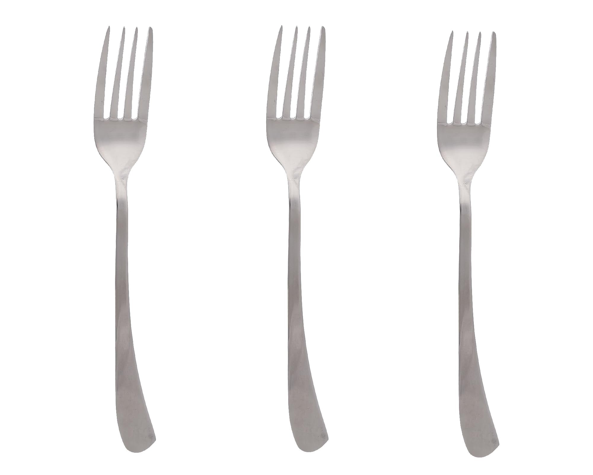 طقم شوك لترابيزة الطعام بتصميم منحني ومرآة من الستانلس ستيل من زينيا، 3 قطع