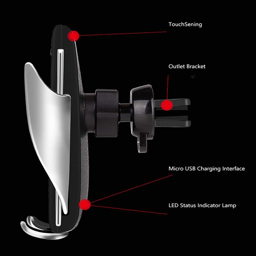 Toxel Penguin S5 2 in 1 Wireless Charger, Smart Automatic Clamping Fast Wireless Car Charger Infrared Auto-sens Air Vent Mount for All Smart Phone, Android Phone and iOS
