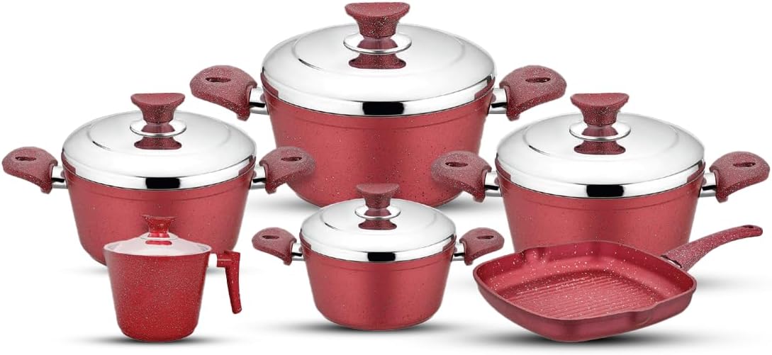  طقم الطهي جرانيت من  Bonacera المكون من 11 قطعة، المصمم للمتانة والراحة. يأتي الطقم بطبقة جرانيت غير لاصقة عالية الجودة