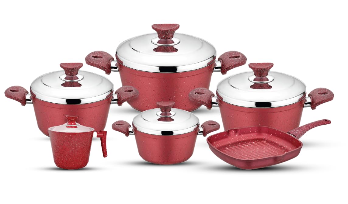  طقم الطهي جرانيت من  Bonacera المكون من 11 قطعة، المصمم للمتانة والراحة. يأتي الطقم بطبقة جرانيت غير لاصقة عالية الجودة