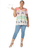 Splash High Low Patterned Short Sleeves V Neck Blouse for women - Safqqa Egypt