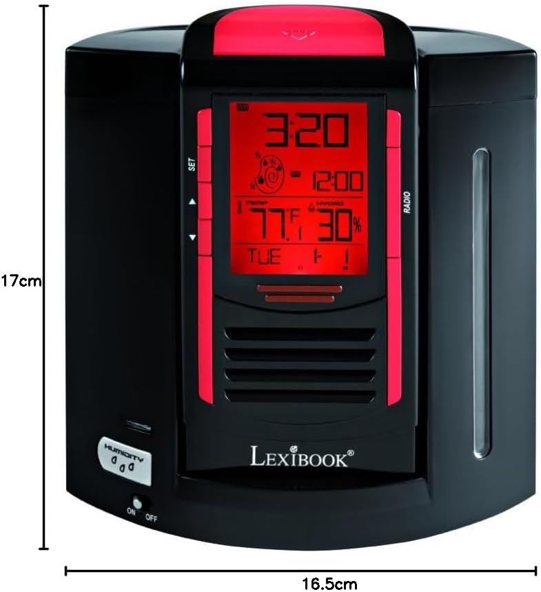 Lexibook - RL2000 - Radio Digital, Black, One Size, Modern, Unisex, Multi-Display, Tabletop, AC/Battery Powered, Clock