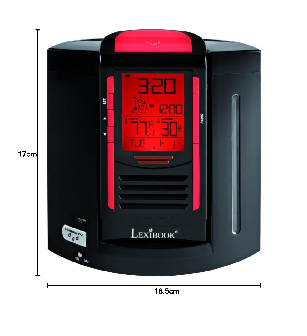 Lexibook - RL2000 - Radio Digital, Black, One Size, Modern, Unisex, Multi-Display, Tabletop, AC/Battery Powered, Clock
