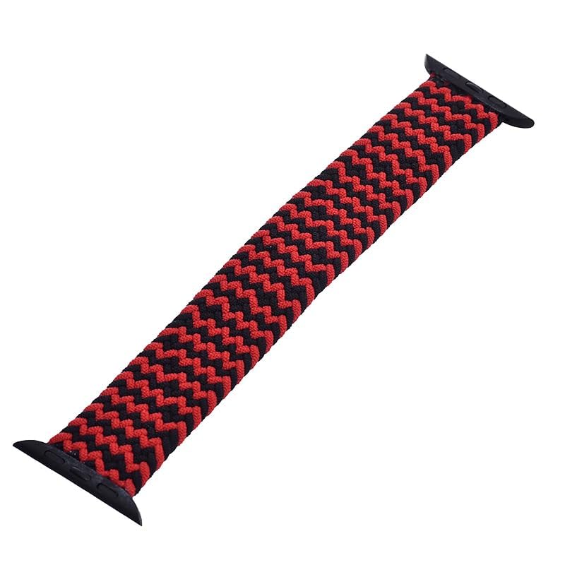 Generic Fabric Adjustable Watch Strap With Zigzag Design For Unisex Compatible With Watch Band 42/44 MM - Black Red
