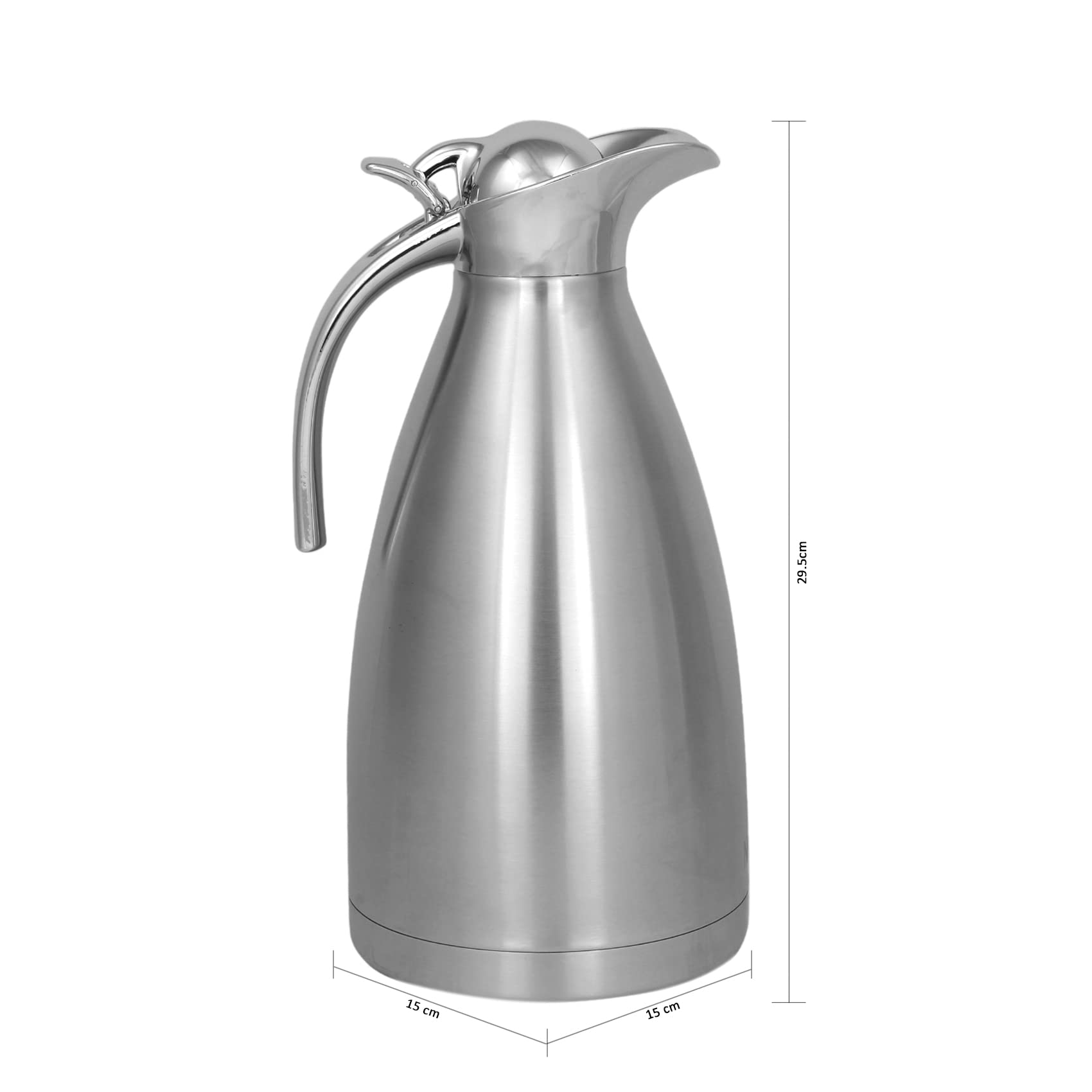 Nessan Thermal Coffee Carafe Jugs, Double Walled Vacuum Insulated Flask 12 Hours Heat Retention Jug for Coffee, Tea, & Milk - Stainless Steel Silver 2.0L SS-FS-20