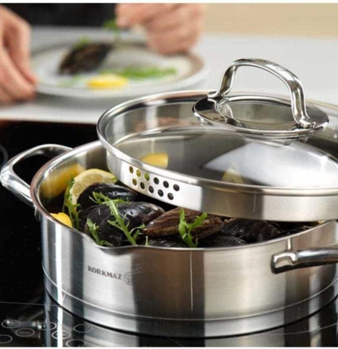 Korkmaz 8-Piece Cookware Set A1999 Silver Kitchen Pots Set