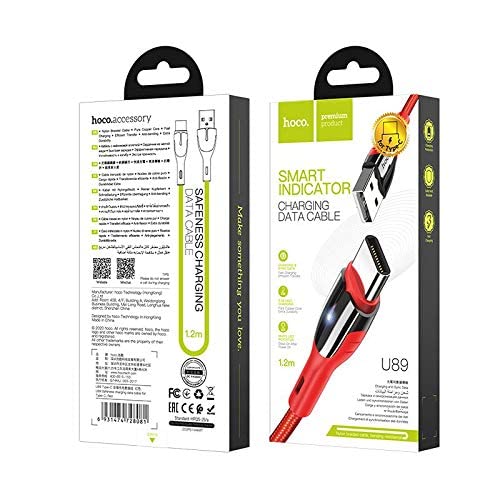 Hoco u89 - charging data cable type-c - for samsung huawei oppo xiaomi - red