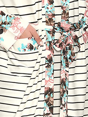 Kady Women’s Striped Maxi Nightgown & Robe Sleepwear Set