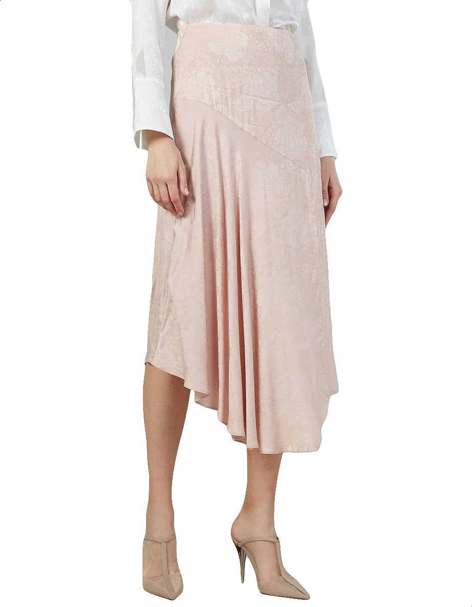 Splash Floral-Pattern Asymmetric-Hem Midi Skirt for Women