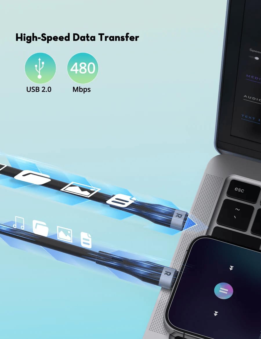 RAVPower RP-CB1038 USB-C to USB-C Cable 60W – Fast Charging & Data Transfer, Black