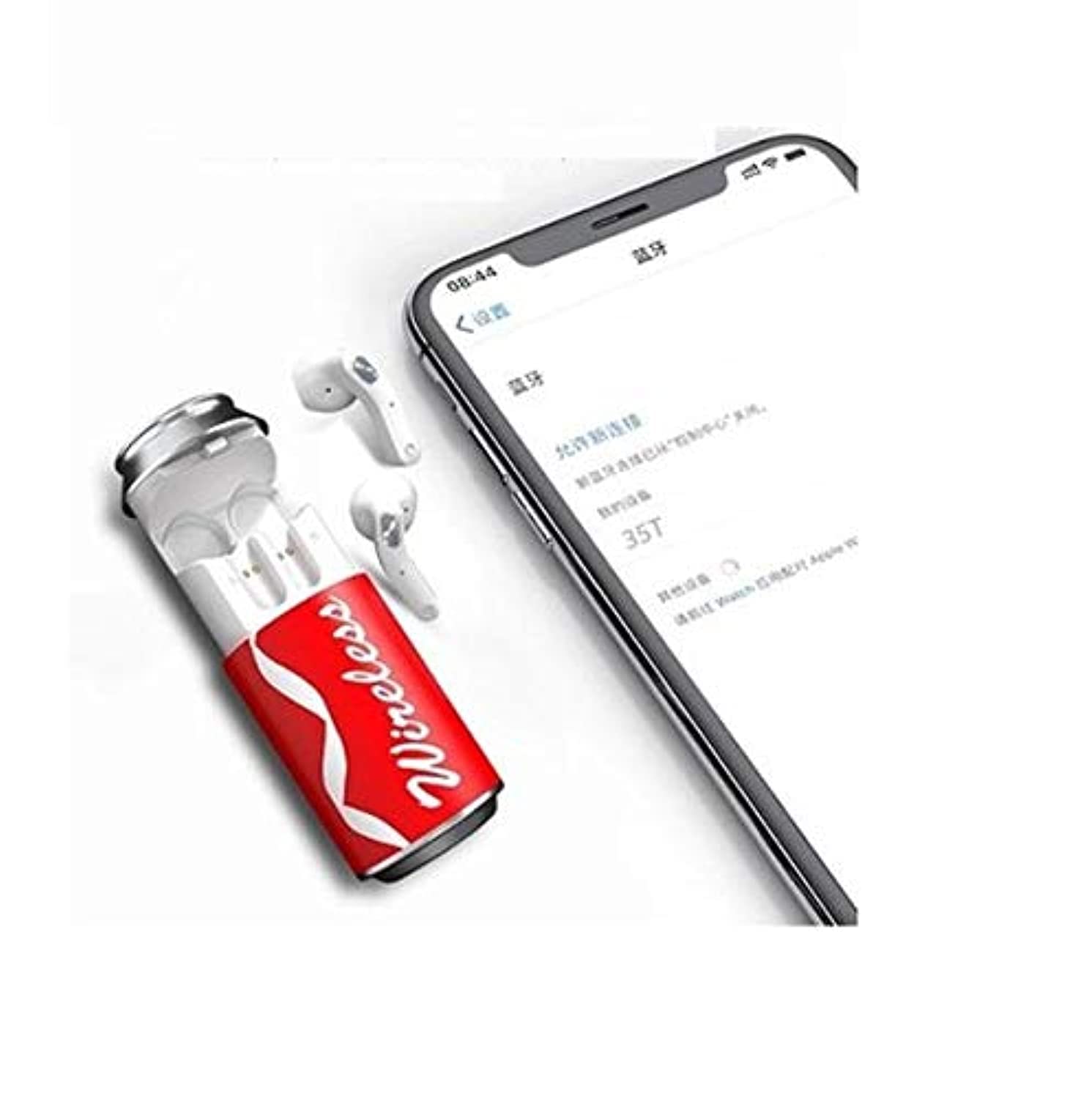 Keendex kx2298 h35t waterproof wireless bluetooth noise-cancelling earbuds with microphone and charging cable - white and red
