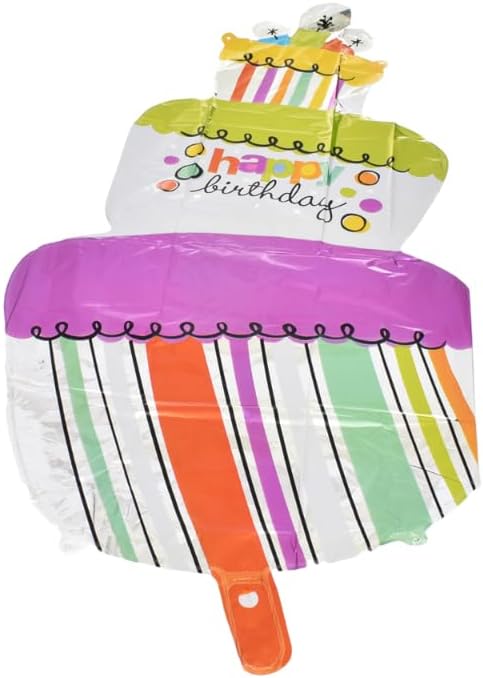 بالون فويل كبير على شكل كيكة عيد ميلاد متعددة الأشكال يمكن ملؤها بالهواء أو الهيليوم تتضمن شفاطة وشريط ساتان مصنوعة خصيصًا لتزيين حفلات أعياد الميلاد 5 قطع - الألوان