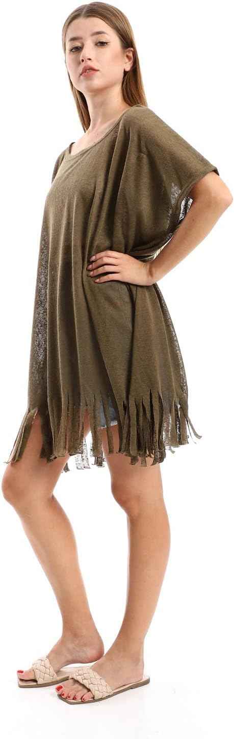 كفر أب نسائي سادة من جميلا مزين بشراشيب – أزياء خارجية خفيفة وأنيقة