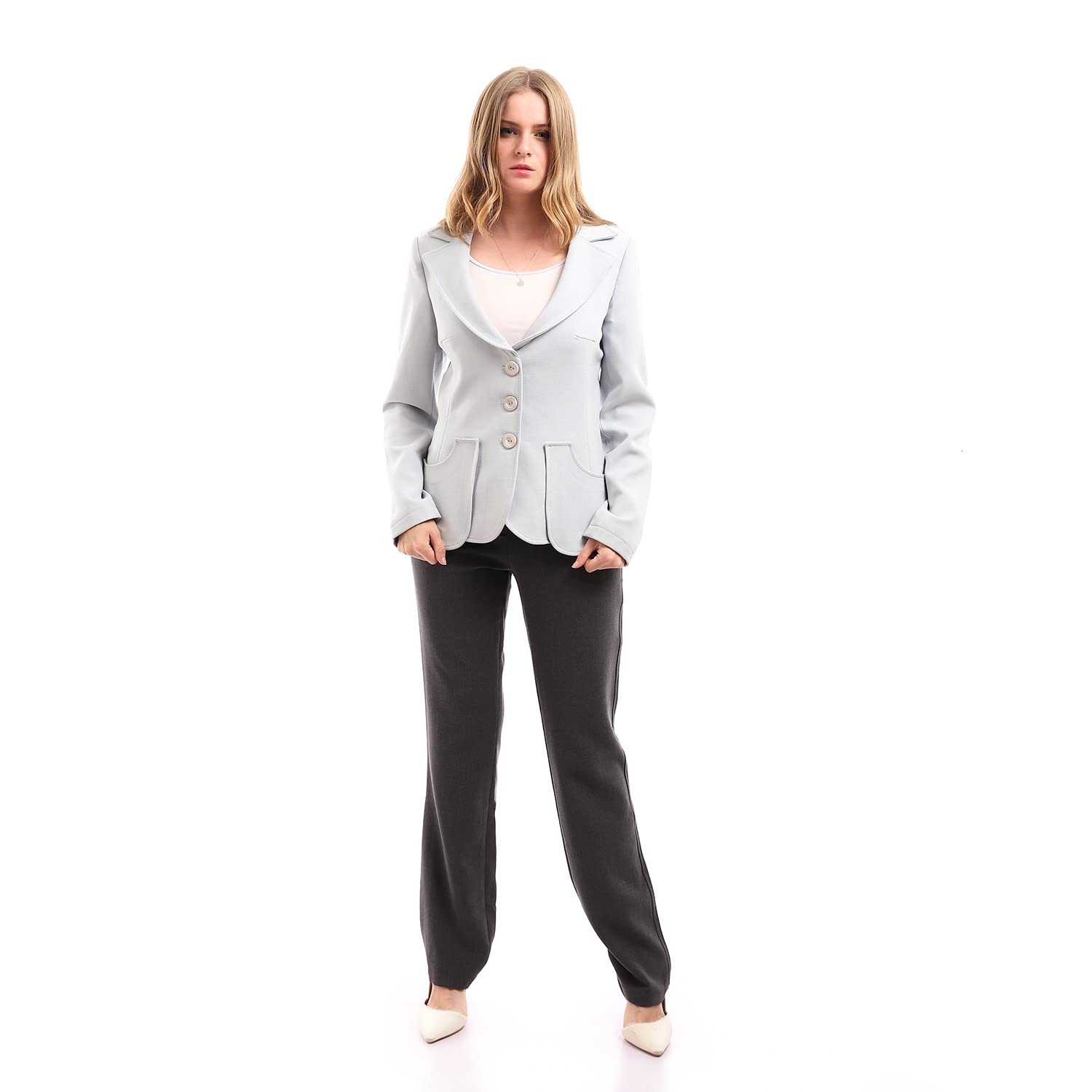 Esla Buttoned Powder Classic Jacket - Silver