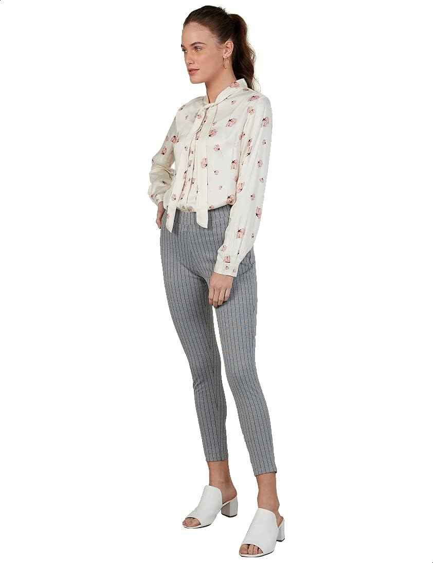 Splash Striped High-Waist Slim-Fit Pants for Women - Safqqa Egypt