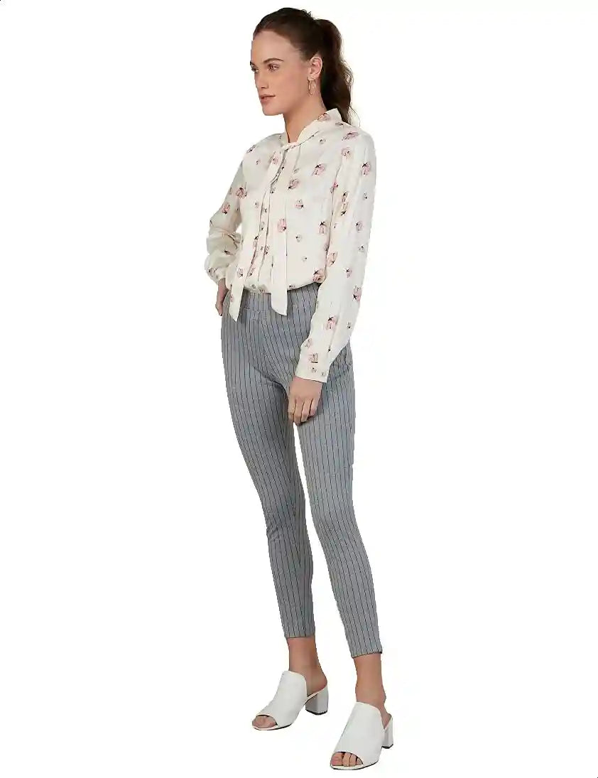 Splash Striped High-Waist Slim-Fit Pants for Women - Safqqa Egypt