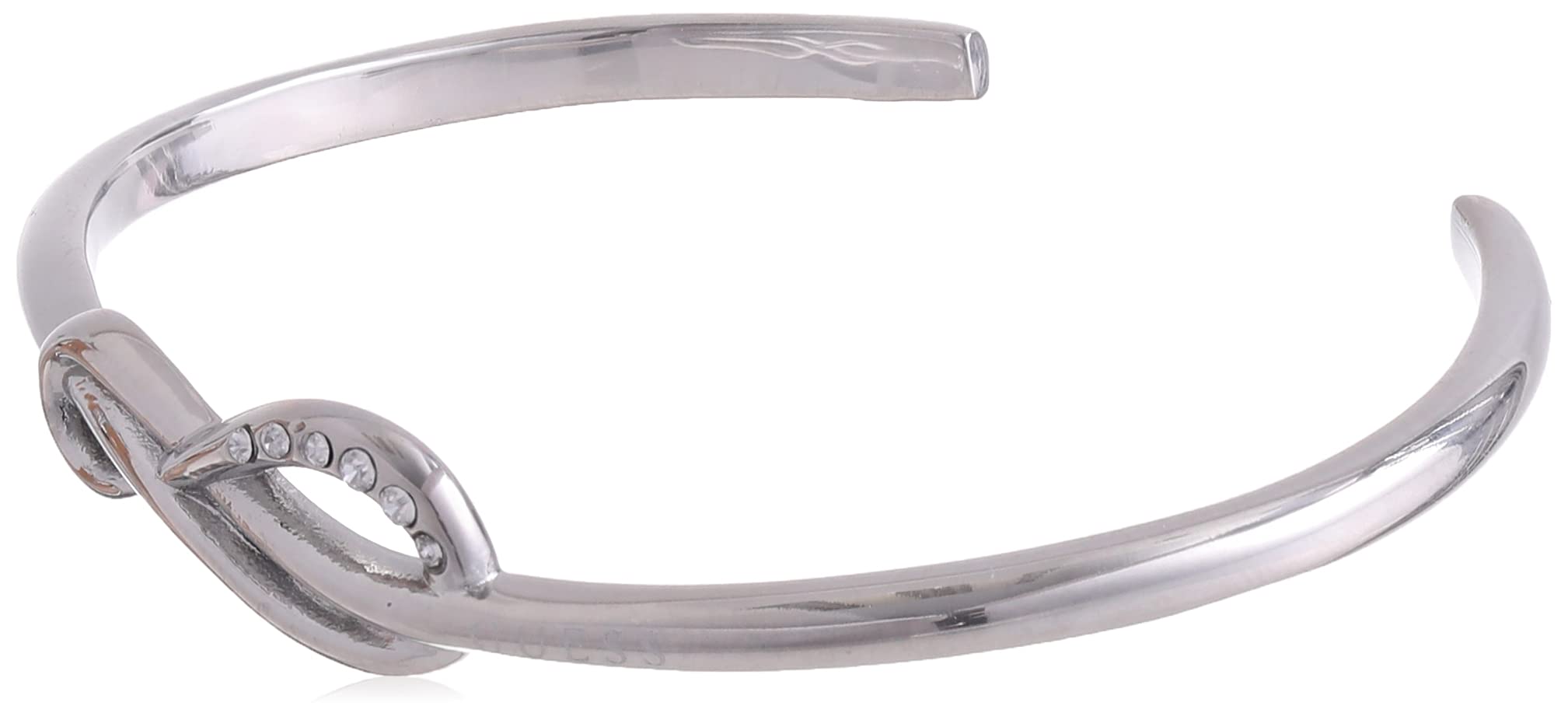 Guess UBB20088-L Stainless Steel Zircon Embellished Infinity Charm Cuff Bracelet - Silver