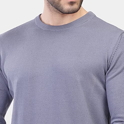 COUP Men's Solid Sweater with Crew Neck and Long Sleeves