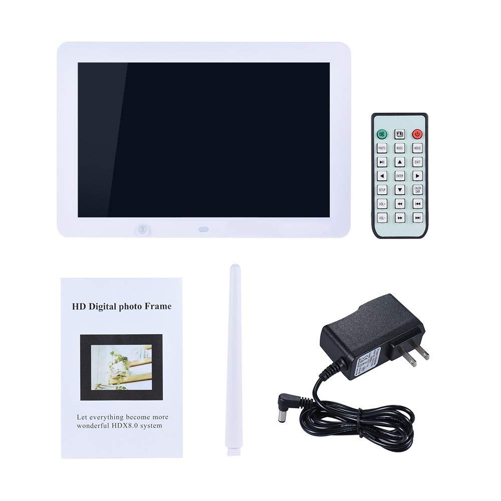 Digital Photo Frame 12 Inch 1280 * 800 High Resolution Display HD LED Screen with Calendar,Alarm Clock, MP3,Photo,Video Player with Remote Control Gift Present for Family Friends