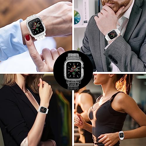 ACOCOBUY Compatible with Apple Watch Band 45mm 44mm 42mm, Replacement Bands for Smartwatch Apple Watch Band for iWatch Series SE/8/7/6/5/4/3/2/1- Clear
