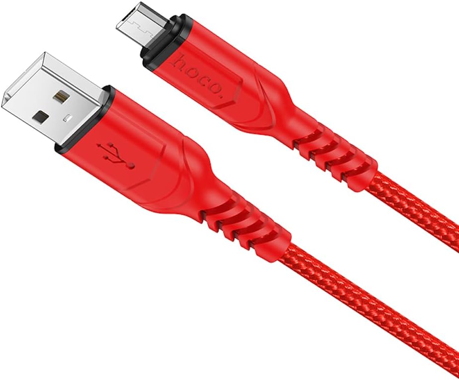 Hoco X59 - Victory Charging And Data Transmittion Cable (2.4A - 1M), USB-A To Micro-USB Plug, Compatible With Samsung Huawei Xiaomi Oppo - Red